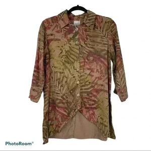 CLICK by Color Me Cotton Button Up Fern Blouse